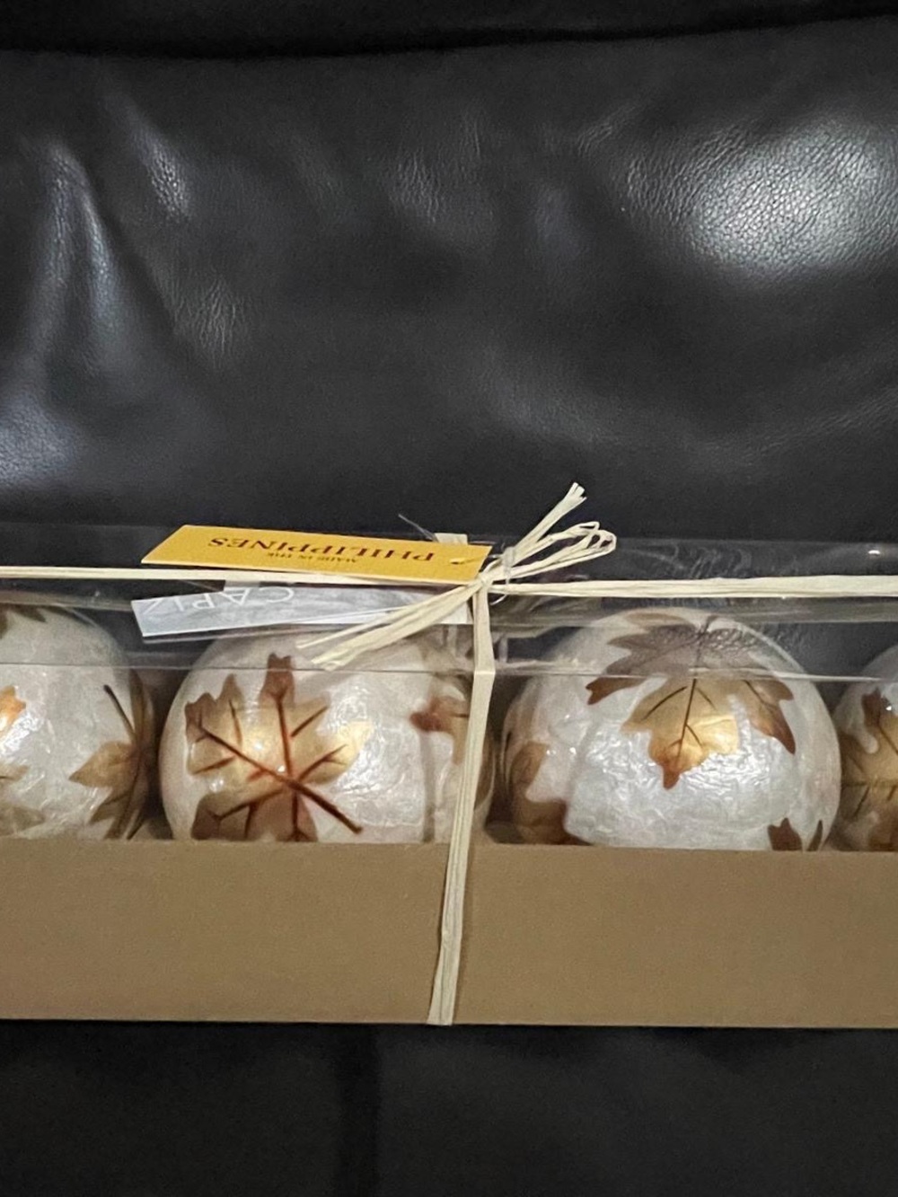 Thanksgiving Decorative Spheres Bowl Fillers 4 Fall Leaves Spheres